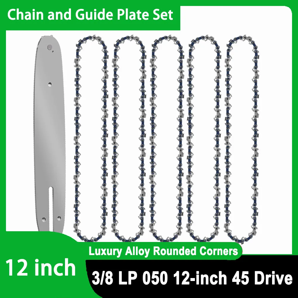 Chainsaw Chain 3/8 Pitch - First-Grade Alloy 12 Inch Chainsaw Bar