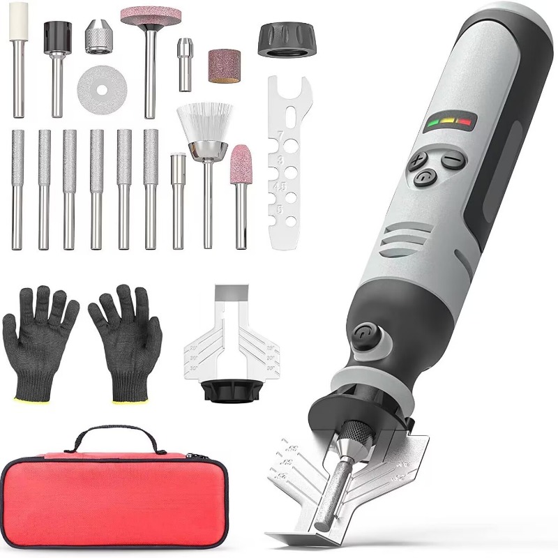 Chainsaw Sharpener Electric - Rechargeable Chain Sharpening Gear, Wireless Grinding
