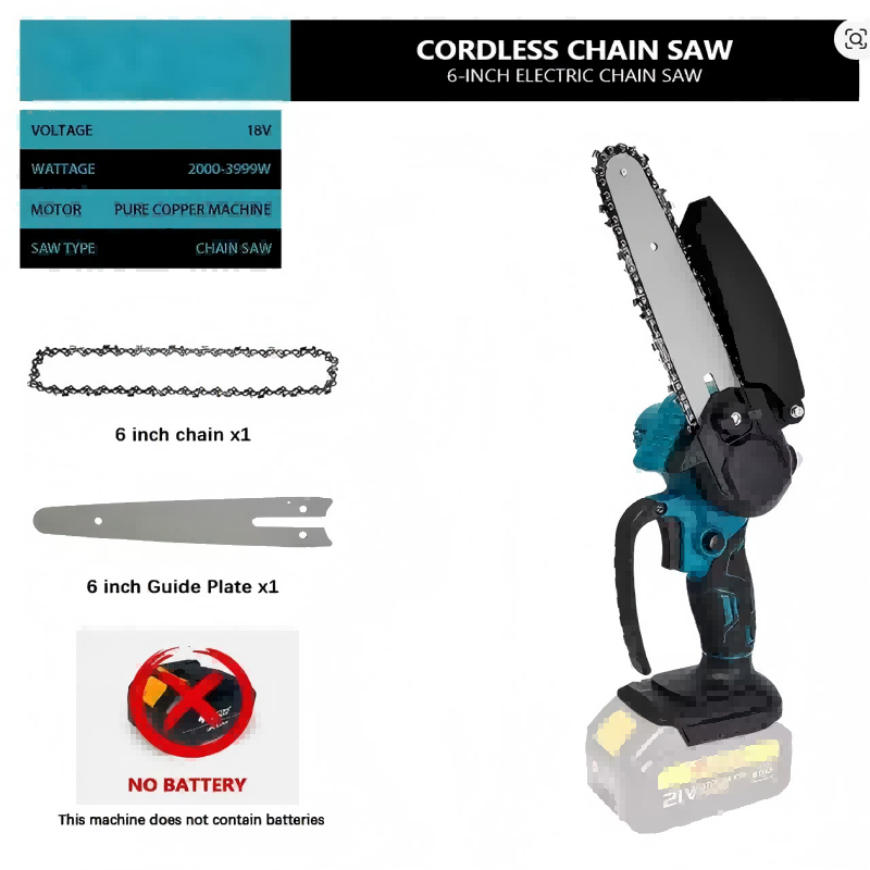 Mini Chainsaw 6 Inch Cordless - 1700RPM 6 Inch Mini Li-Ion Electric