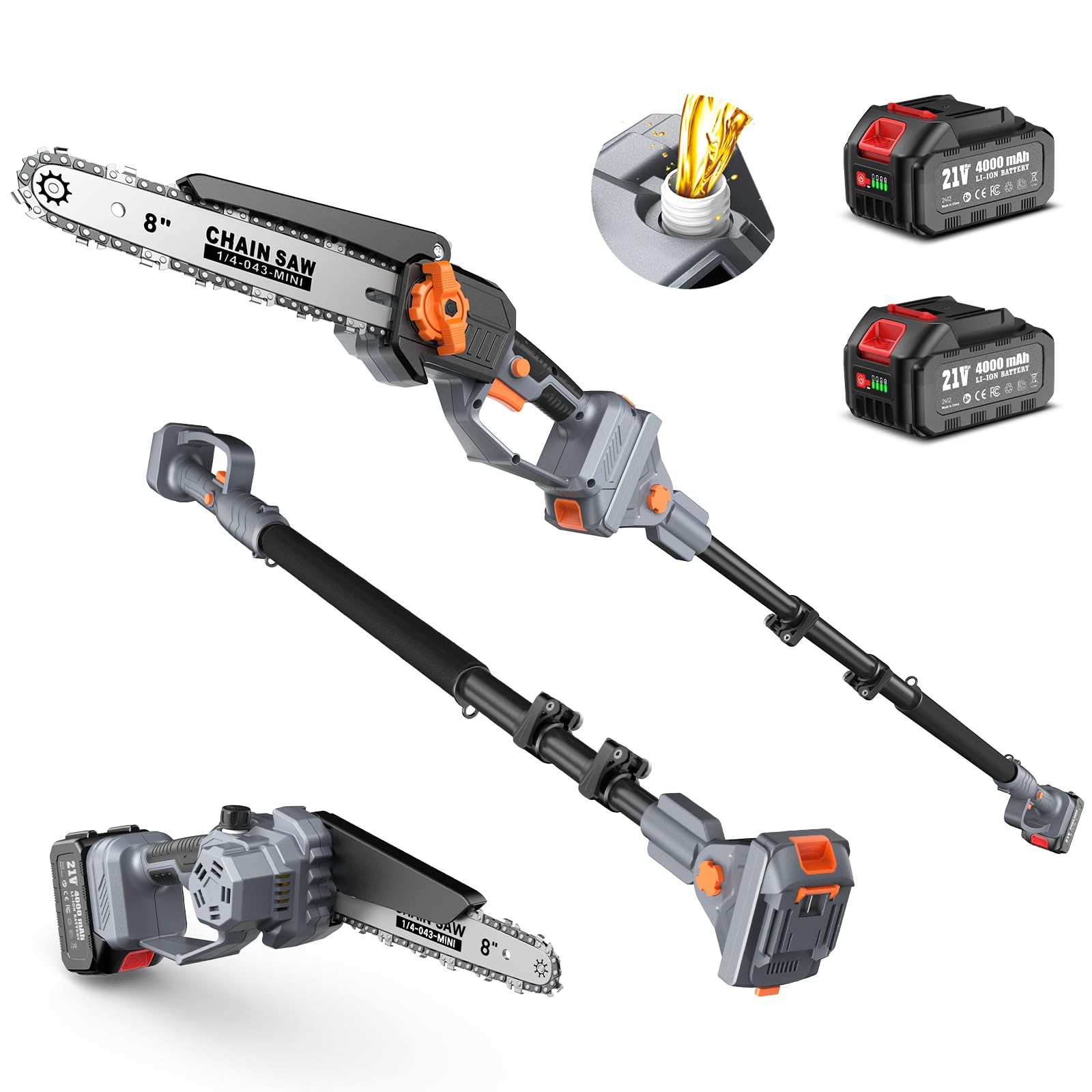 Pole Saw Cordless Telescopic - Taskstar 2-in-1 Cordless Pole Saw 8