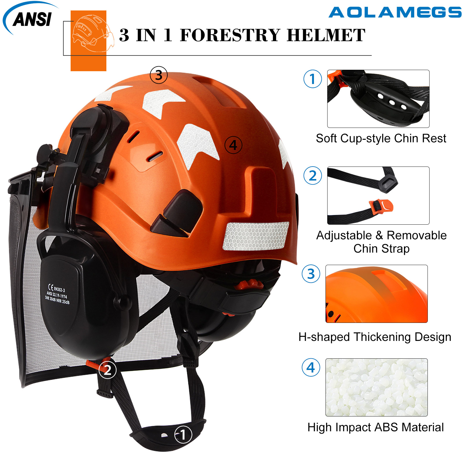 ABS Forestry Safety Helmet Wit - đánh giá và giá Chainsaw Safety Chaps