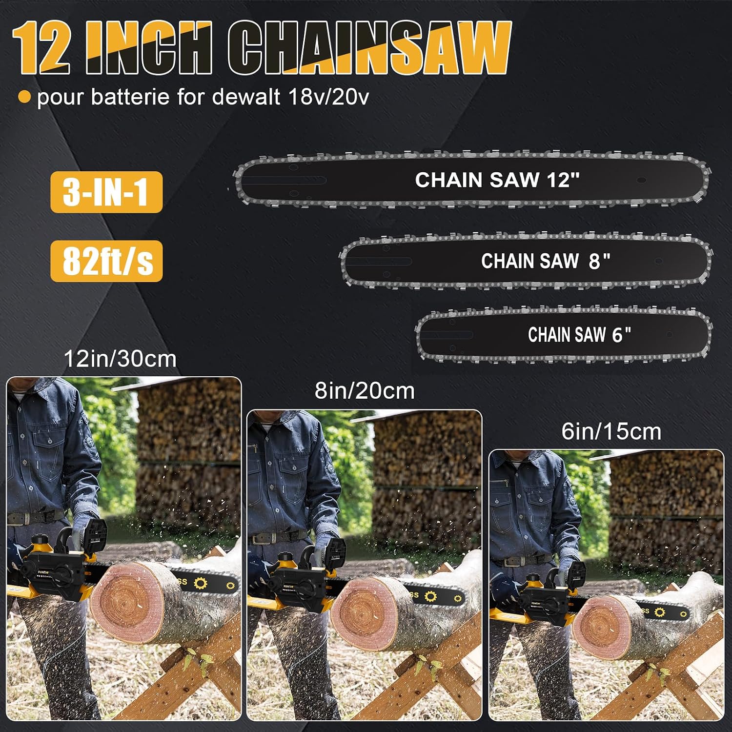 ^For 3-IN-1 Cordless Chainsaw  - đánh giá và giá Brushless Chainsaw 8 Inch 20V