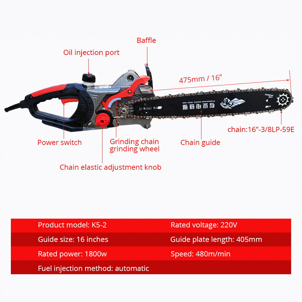 220V Corded Electric Chainsaw  - đánh giá và giá Electric Chainsaw 16 Inch Corded