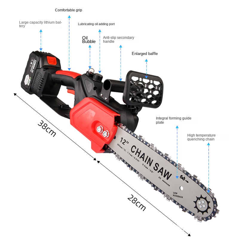 8-Inch 12-Inch 16-Inch Battery - đánh giá và giá Brushless Chainsaw 8 Inch 20V