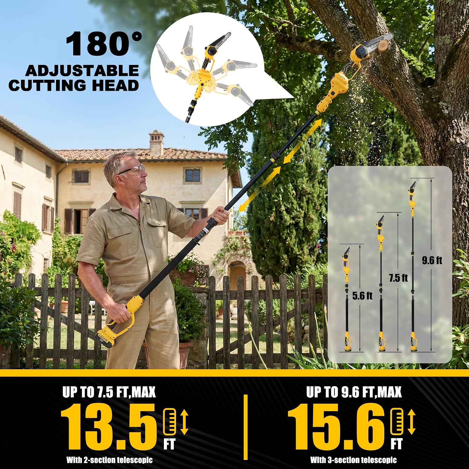 2 In 1 Cordless Pole Saw Compa - đánh giá và giá Brushless Chainsaw 8 Inch 20V