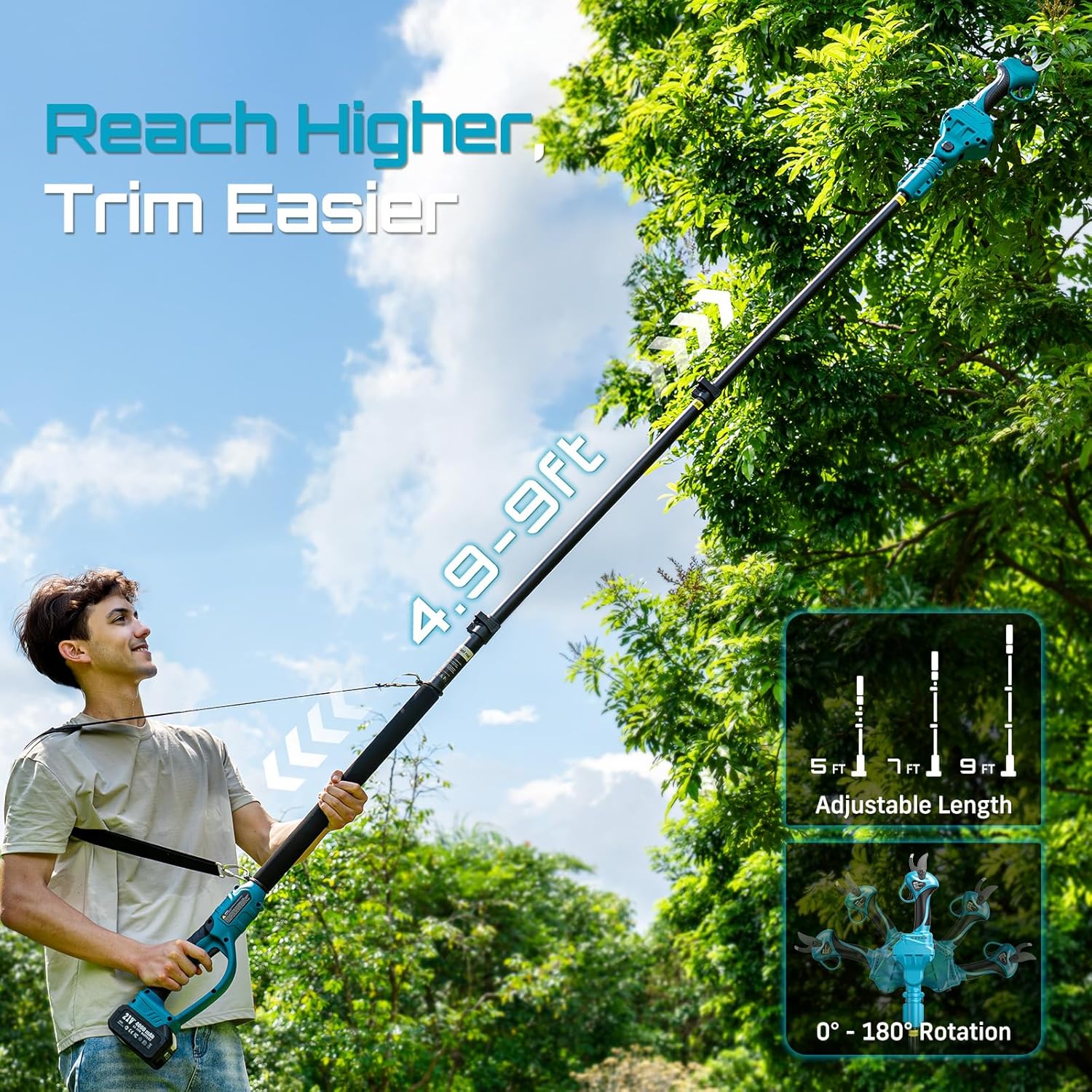 SEESII 2.5m Brushless Telescop - đánh giá và giá Pole Saw Cordless Telescopic