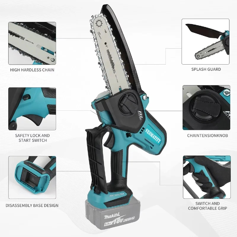 VESMATITY 6 Inch Cordless Elec - đánh giá và giá Mini Chainsaw 6 Inch Cordless