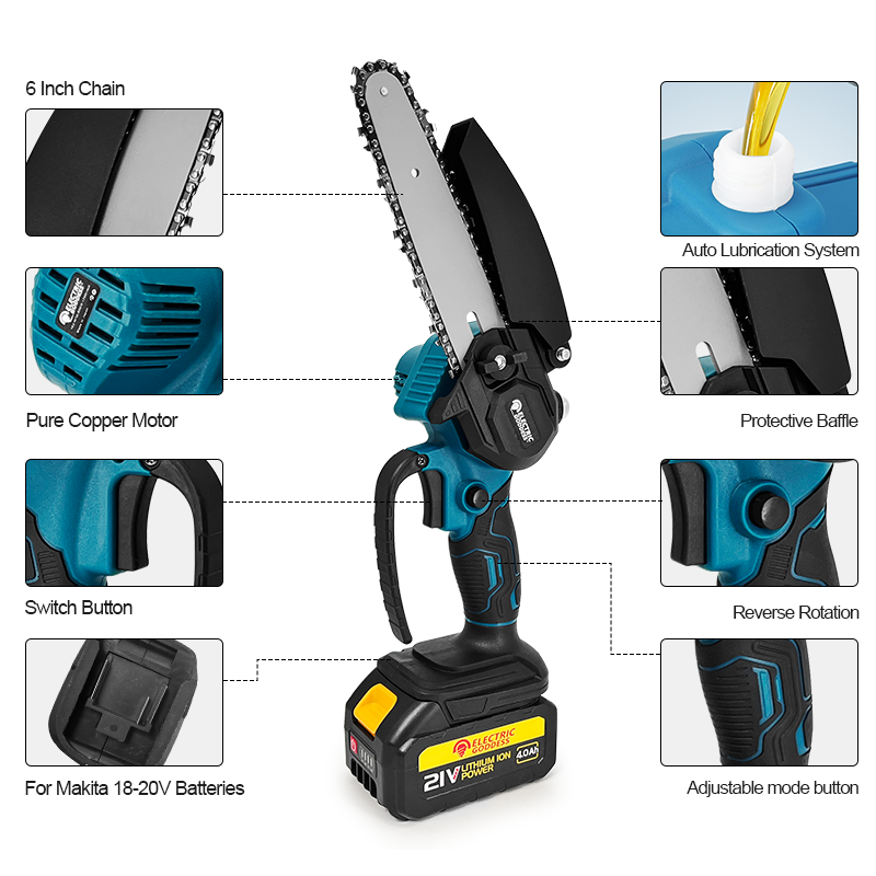 1700RPM 6 Inch Mini Cordless E - đánh giá và giá Mini Chainsaw 6 Inch Cordless
