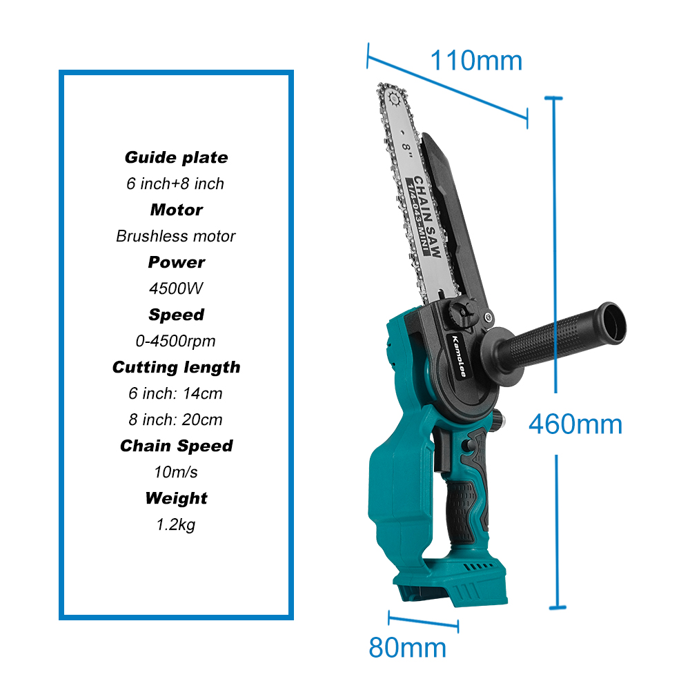Kamolee 6 Inch 8 Inch Mini Bru - đánh giá và giá Mini Chainsaw 6 Inch Cordless