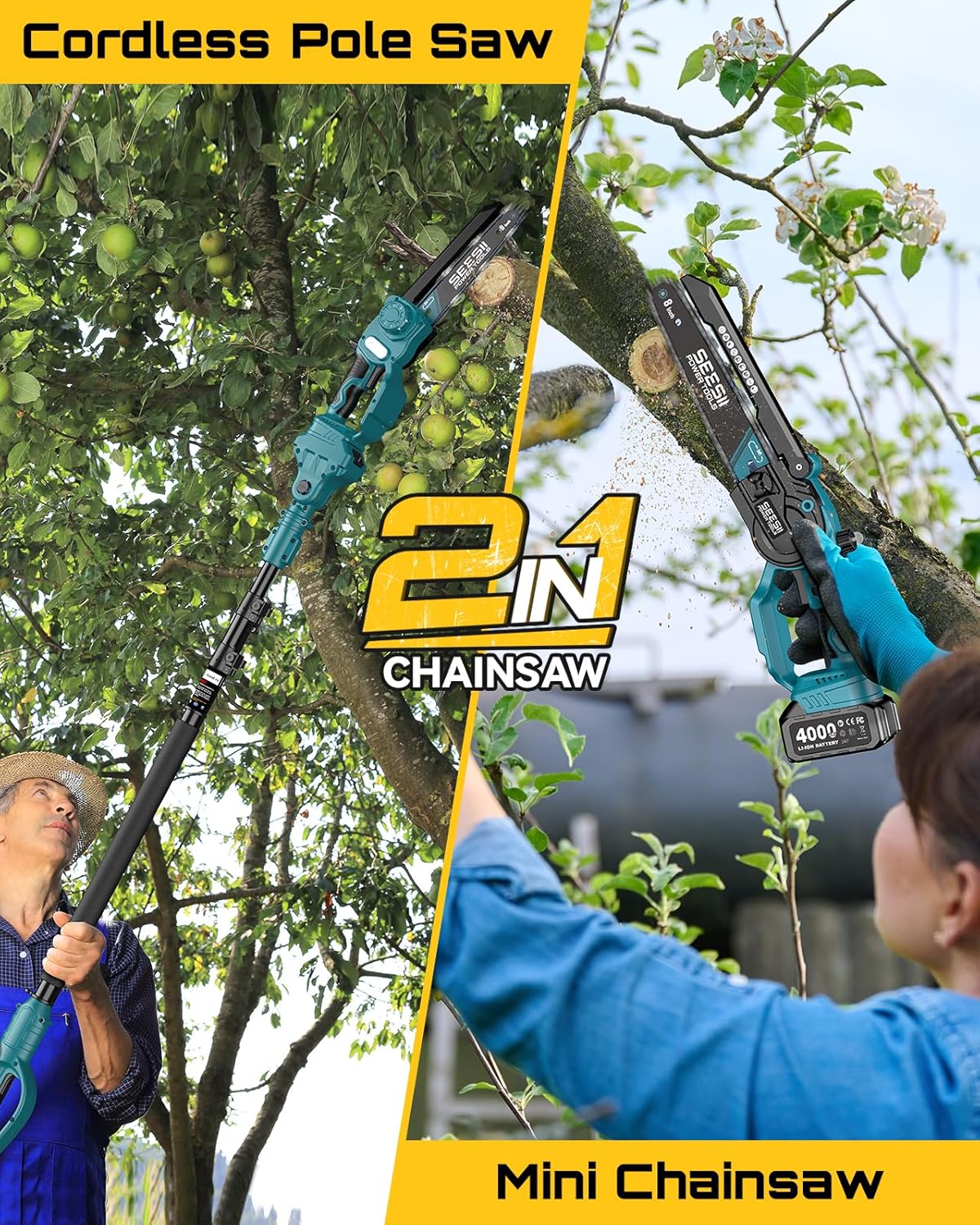 SEESII 8'' Polesaw Brushless E - đánh giá và giá Pole Saw Cordless Telescopic